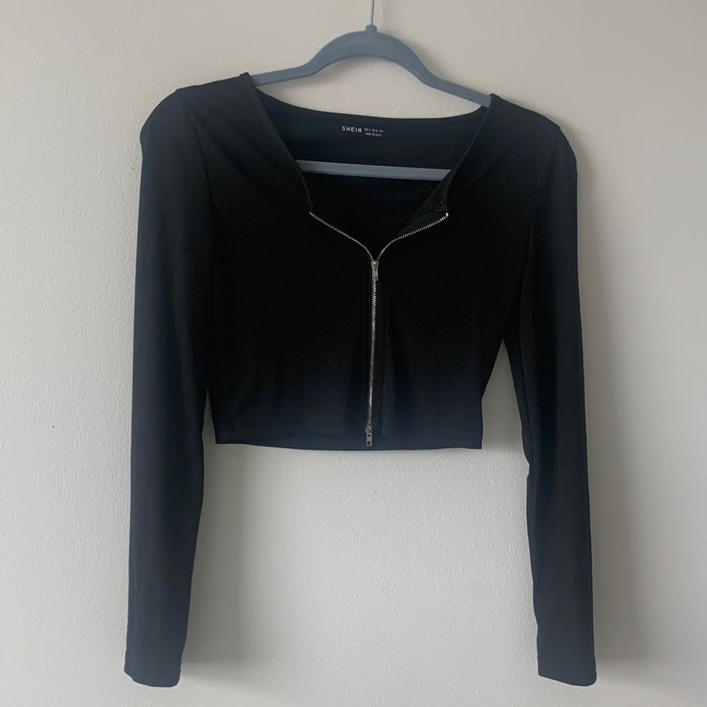 SHEIN zip up crop top